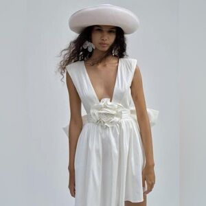 NWT For Love & Lemons Rose Mini Dress In White Size Small